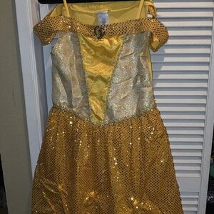 Disney Belle Beauty And The Beast Sparkle Kids Dress Costume With Purse